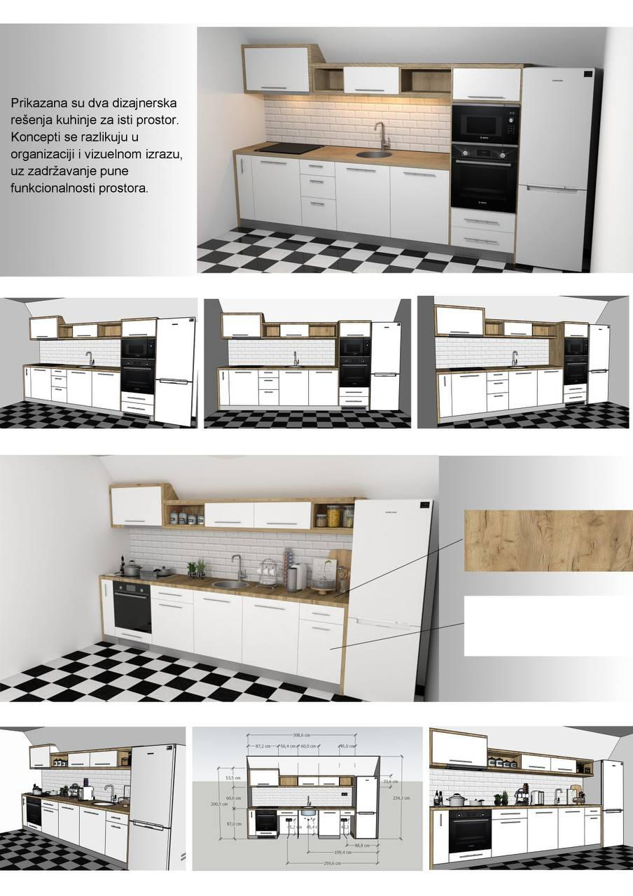 Kompletan 3D projekat kuhinje – dve varijante dizajna sa detaljnim izborima materijala